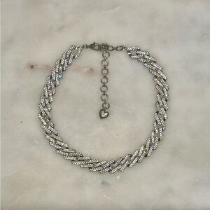 Aldo Silver Rhinestone Twisted Rope Choker